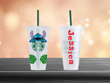 Stitch, lilo and stitch Disney Starbucks cold cup - cold cup by Sarah's Embroidery