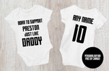 Preston Football Baby Bodysuit - Born to Support Team - baby bodysuit by Sarah's Embroidery