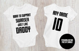 Swansea Football Baby Vest: Born to Support - Handmade Cotton Bodysuit - baby bodysuit by Sarah's Embroidery