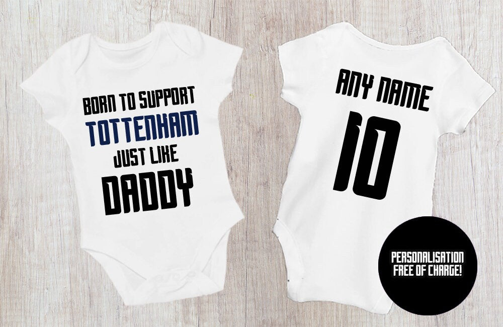 Tottenham Baby Bodysuit - Born to Support - Football Baby Vest - baby bodysuit by Sarah's Embroidery