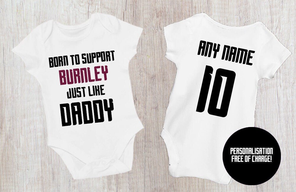 Burnley Football Baby Bodysuit - Born to Support - baby bodysuit by Sarah's Embroidery