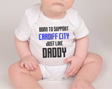 Cardiff City Baby Bodysuit - Born to Support Football Team - baby bodysuit by Sarah's Embroidery
