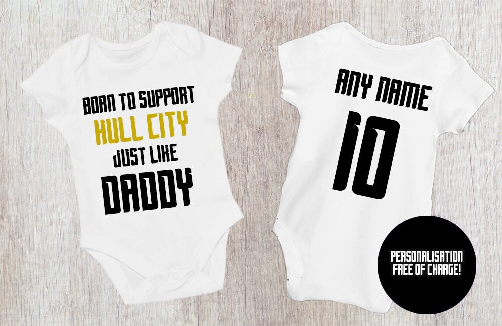 Hull City Baby Bodysuit - Football Fan Gift, 100% Cotton - baby bodysuit by Sarah's Embroidery