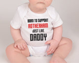 Rotherham Football Baby Bodysuit - Born to Support the Millers - baby bodysuit by Sarah's Embroidery