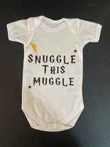 Harry Potter Inspired Baby Bodysuit - Snuggle This Muggle, 100% Cotton - baby bodysuit by Sarah's Embroidery