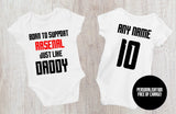 Arsenal Baby Bodysuit - Born to Support Football Team - baby bodysuit by Sarah's Embroidery