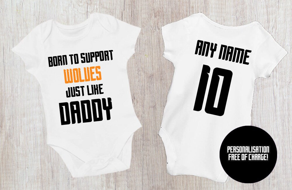 Wolves Football Baby Bodysuit, 100% Cotton, Baby Gift - baby bodysuit by Sarah's Embroidery
