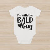 I'm with the bald guy baby grow, In all sizes 0,3,6,12 months - baby bodysuit by Sarah's Embroidery