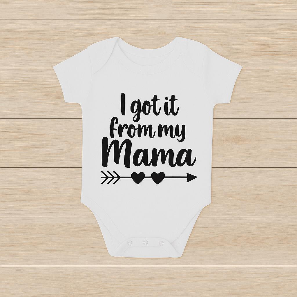 I got it from my mama baby grow, In all sizes 0,3,6,12 months - baby bodysuit by Sarah's Embroidery