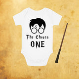 Wizard Baby Onesie: "The Chosen One" Cotton Bodysuit - baby bodysuit by Sarah's Embroidery