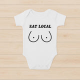 Eat Local Breastfeeding Baby Bodysuit - 100% Cotton Short Sleeve Vest - baby bodysuit by Sarah's Embroidery