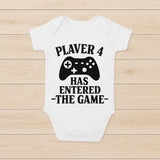 Player 4 Gaming Baby Bodysuit - 100% Cotton Gamer Baby Grow - baby bodysuit by Sarah's Embroidery