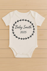 Personalised Baby Name Bodysuit: Wreath Design, Newborn Gift - baby bodysuit by Sarah's Embroidery