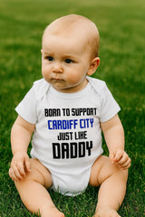 Cardiff City Baby Bodysuit - Born to Support Football Team - baby bodysuit by Sarah's Embroidery