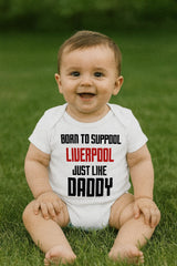 Liverpool Baby Bodysuit - Born to Support - Football Baby Vest - baby bodysuit by Sarah's Embroidery