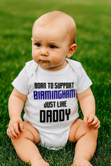 Birmingham Football Baby Bodysuit - Born to Support, Handmade Cotton Baby Vest - baby bodysuit by Sarah's Embroidery
