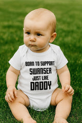 Swansea Football Baby Vest: Born to Support - Handmade Cotton Bodysuit - baby bodysuit by Sarah's Embroidery