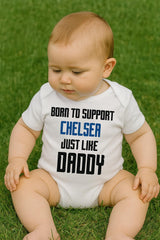 Chelsea Baby Bodysuit - Born to Support, Football Baby Vest - baby bodysuit by Sarah's Embroidery
