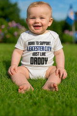 Leicester City Baby Bodysuit - Born to Support Football Team - baby bodysuit by Sarah's Embroidery