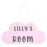 Personalised Nursery Cloud Sign – Custom Name “Room” Plaque – Blue, Pink, or Grey - wall art print by Sarah's Embroidery