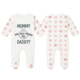 Baby Proposal Sleepsuit – “Will You Marry My Mummy/Daddy?” – Engagement Announcement Outfit - baby sleepsuit by Sarah's Embroidery