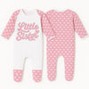 Little Sister Baby Sleepsuit – Pink Cloud Pattern – Newborn & Infant Outfit - baby bodysuit by Sarah's Embroidery