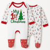 My 1st Christmas Baby Sleepsuit – Festive Newborn Outfit – Red, Green & White Reindeer Design - baby bodysuit by Sarah's Embroidery
