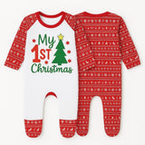 My 1st Christmas Baby Sleepsuit – Red Fair Isle Pattern – Festive Newborn Outfit - baby bodysuit by Sarah's Embroidery