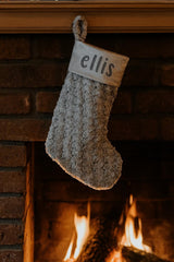 Personalised Grey Christmas Stocking – Custom Name Embroidered Holiday Fireplace Décor - christmas stocking by Sarah's Embroidery