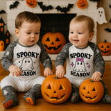 Matching Kids Halloween Pajamas – “Spooky Season” Ghost & Girl Ghost Designs – Toddler Fall Sleepwear - baby bodysuit by Sarah's Embroidery