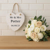 Personalised Heart Hanging Sign - Mr & Mrs Wedding Plaque - Custom Date Keepsake Gift - sign by Sarah's Embroidery