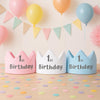 1st Birthday Crown: Soft Cotton Party Hat - Pink, White & Blue - t-shirt by Sarah's Embroidery