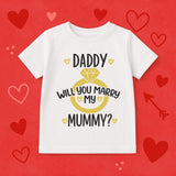 Kids Proposal T-Shirt – “Will You Marry My Mummy/Daddy?” – Engagement Announcement Outfit - t-shirt by Sarah's Embroidery