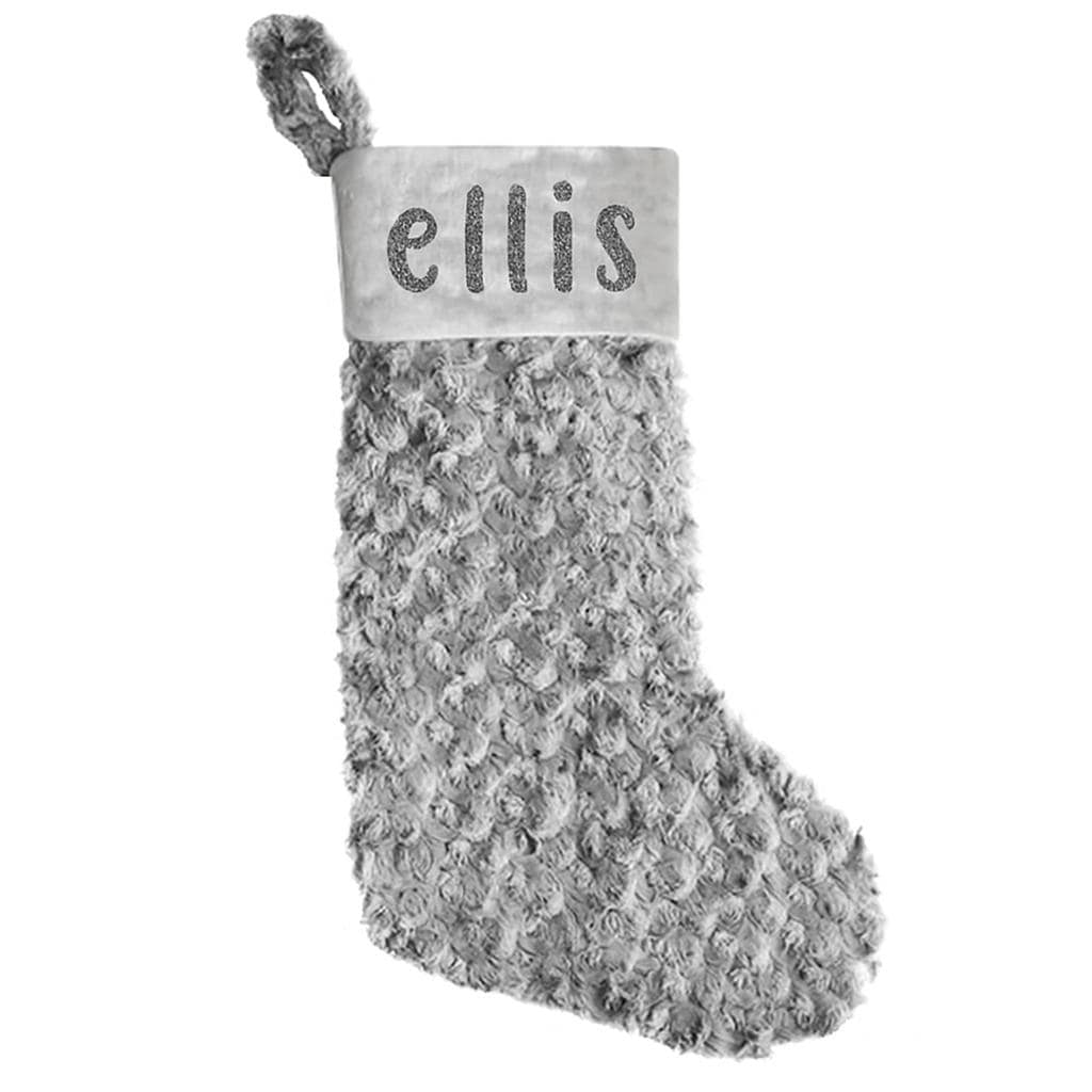 Personalised Grey Christmas Stocking – Custom Name Embroidered Holiday Fireplace Décor - christmas stocking by Sarah's Embroidery
