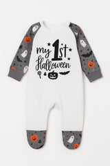 Baby's First Halloween Romper: Soft Cotton, Pumpkin & Ghost Design - baby bodysuit by Sarah's Embroidery