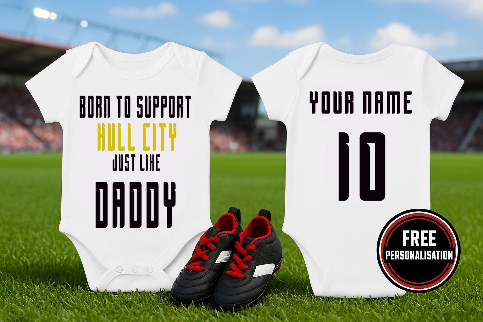Hull City Baby Bodysuit - Football Fan Gift, 100% Cotton - baby bodysuit by Sarah's Embroidery