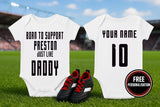Preston Football Baby Bodysuit - Born to Support Team - baby bodysuit by Sarah's Embroidery