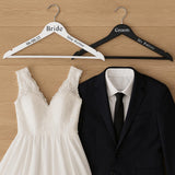 Personalised Bride Groom Wedding Hangers - Custom Wooden Dress & Suit Hangers - bundle by Sarah's Embroidery