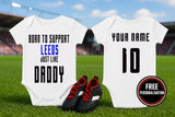 Leeds Football Baby Vest, Born to Support, Baby Gift - baby bodysuit by Sarah's Embroidery