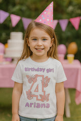 Personalised Butterfly Birthday Girl T-Shirt: Custom Name & Age - t-shirt by Sarah's Embroidery
