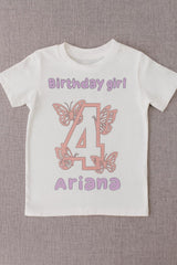 Personalised Butterfly Birthday Girl T-Shirt: Custom Name & Age - t-shirt by Sarah's Embroidery