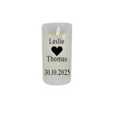 Personalised Wedding Candle: Mr & Mrs Flameless LED Keepsake - candle by Sarah's Embroidery