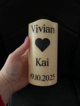 Personalised Wedding Candle: Mr & Mrs Flameless LED Keepsake - candle by Sarah's Embroidery