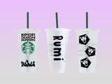 K-Pop Demon Hunters Starbucks Reusable Cup - Custom Cold Cup - Korean Inspired Gift - cold cup by Sarah's Embroidery