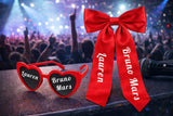 Personalised Concert Bow and Heart Sunglasses Set – Custom Name & Artist – Concert Outfit Accessories - sunglasses by Sarah's Embroidery