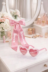 Personalised Bridesmaid Heart Sunglasses & Bow Set, Custom Bridal Party Accessories - sunglasses by Sarah's Embroidery