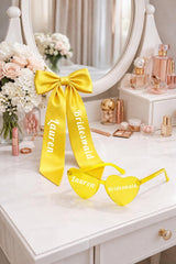 Personalised Bridesmaid Heart Sunglasses & Bow Set, Custom Bridal Party Accessories - sunglasses by Sarah's Embroidery