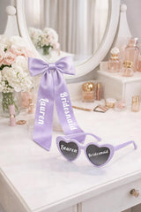 Personalised Bridesmaid Heart Sunglasses & Bow Set, Custom Bridal Party Accessories - sunglasses by Sarah's Embroidery