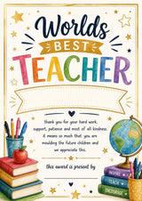 Personalised Teacher Award Certificate - End of Term School Print, Thank You Gift - wall art print by Sarah's Embroidery