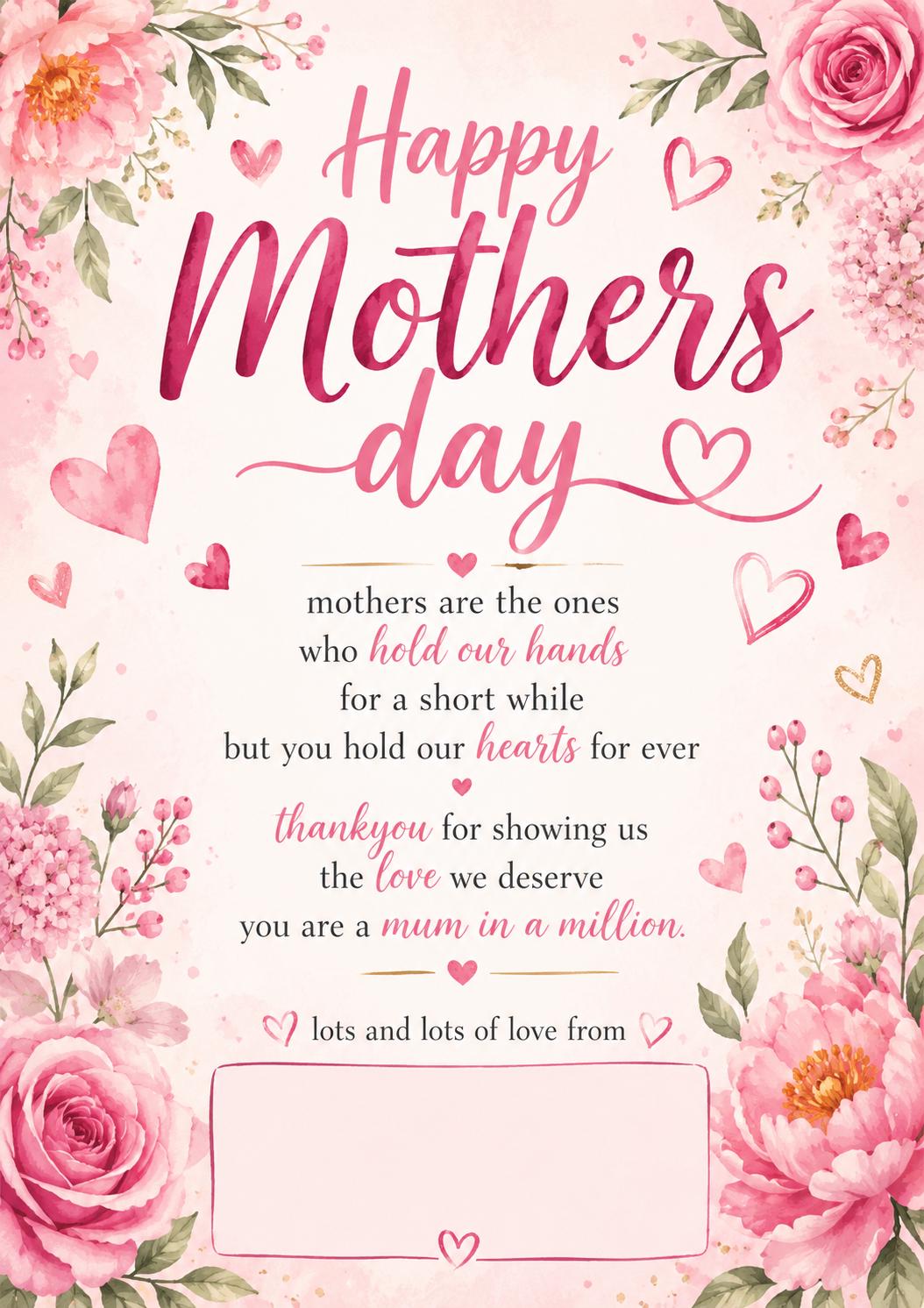 Personalised Mother's Day Print - Floral A4 Keepsake Gift for Mum (Framed Option) - wall art print by Sarah's Embroidery